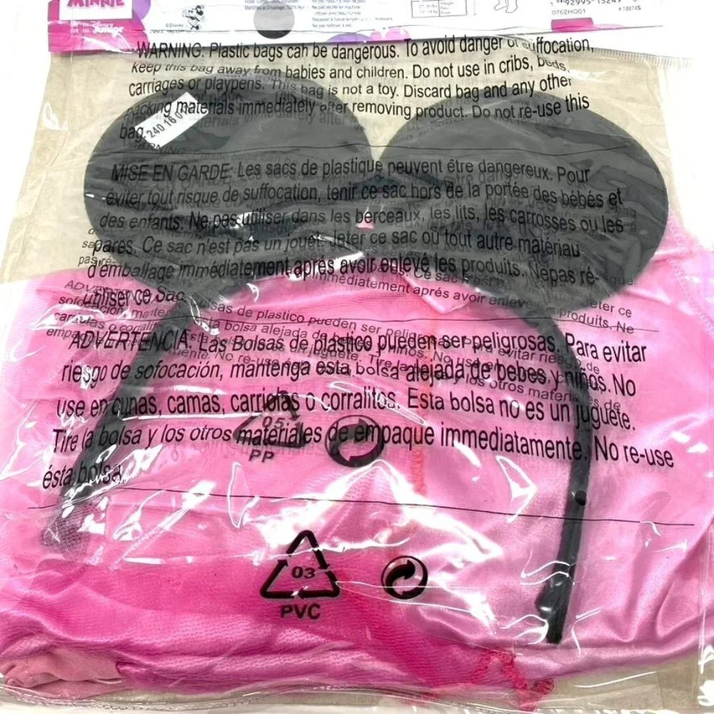 Disguise Disney Minnie Mouse Halloween Costume Dress Headband Szs 2T/ 3-4T